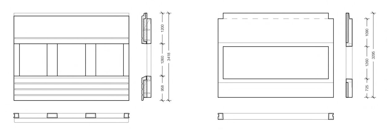 The two most common facade elements of Nauticon. Left: the load-bearing precast concrete sandwich panel with separate windows. Right: the load-bearing precast concrete panel with one horizontal window. © Mads Buus Sørensen, Sylvester Bajda
