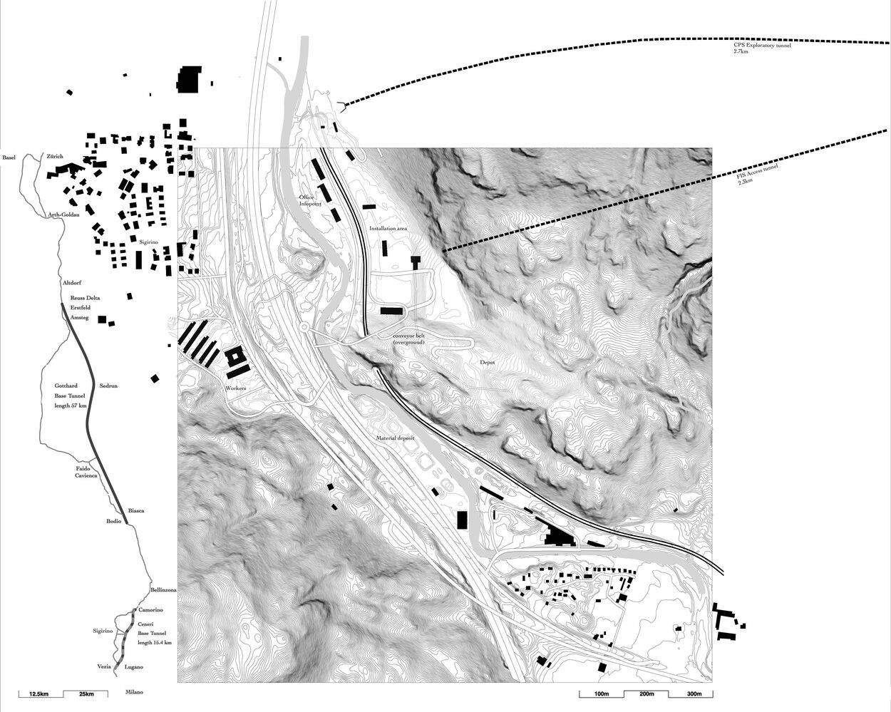 Sigirino disposal site, 2005, early stage. Drawings by Chiara Pradel