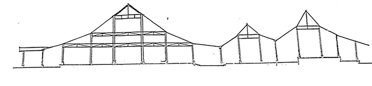 Diagram showing the articulation of floor levels to maintain the desired proportions of the gallery spaces in the palace. Source: Helen Jessup, Netherlands Architecture In Indonesia 1900–1942, 1988.