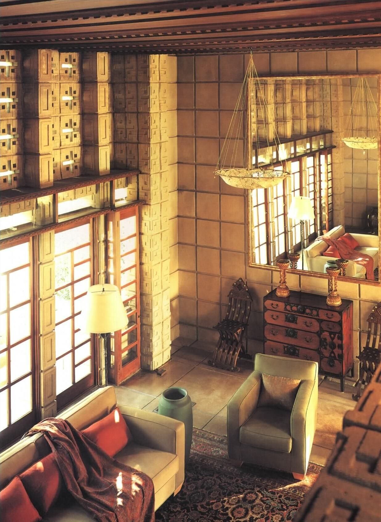 Interior of Millard House, “La Miniatura,” Los Angeles, California, 1923, Frank Lloyd Wright, architect. Photo by author.