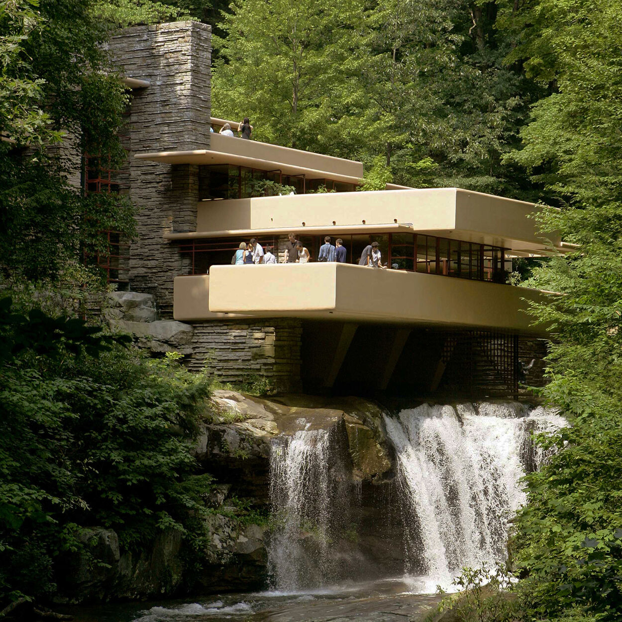 Exterior of “Fallingwater,” Kaufmann House, Mill Run, Pennsylvania, 1935, Frank Lloyd Wright, architect. Photograph by author.