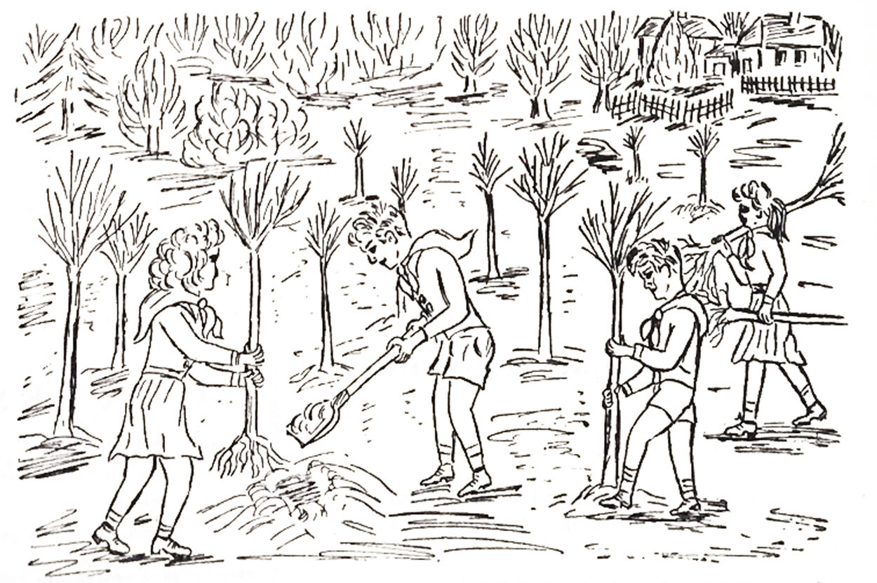 Drawing of the Gorani movement made by the child Olga Očevski. Source: Četvrti Jul journal, 04.05.1965.