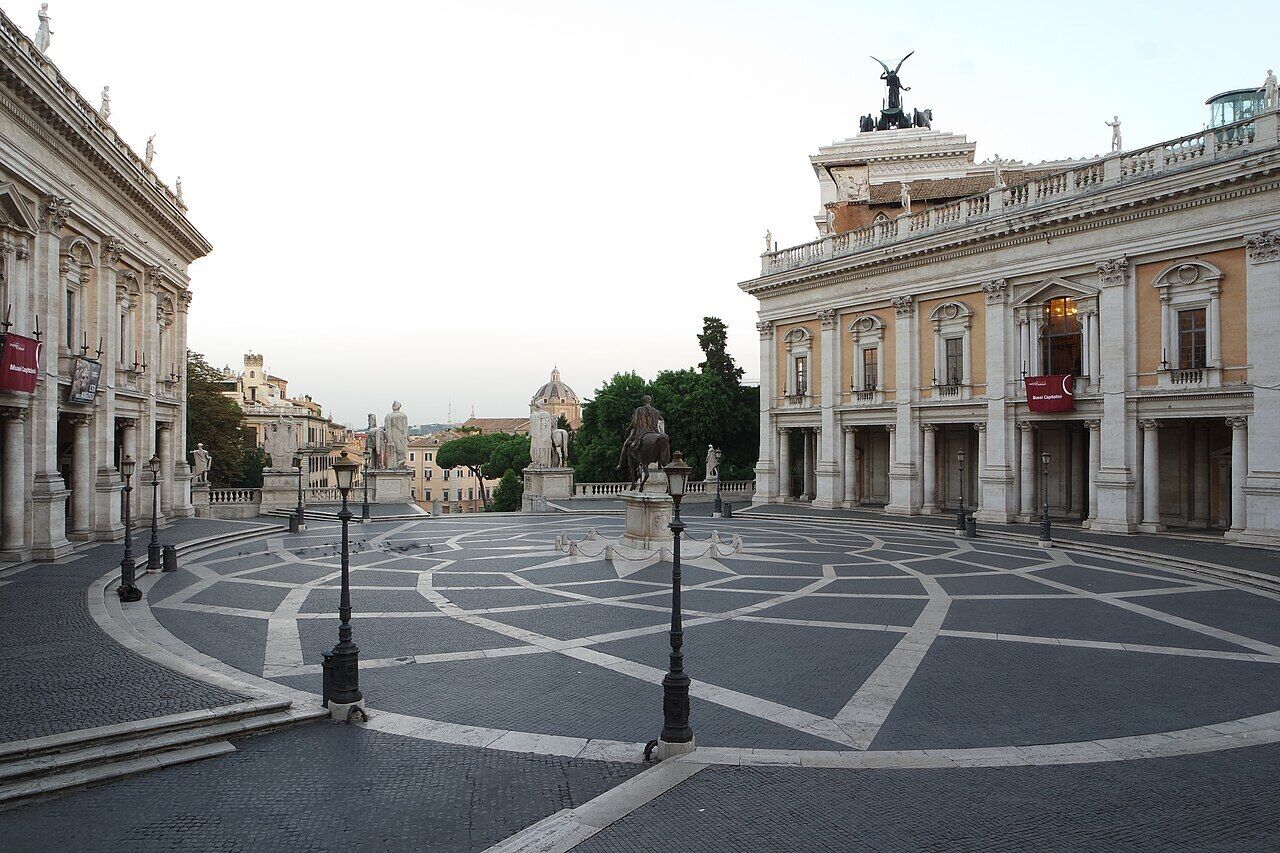 Michelangelo, Capitol Square, Rome, Italy: view from Senator’s palace, 2015. Photo by Kameister, CC by 4.0.