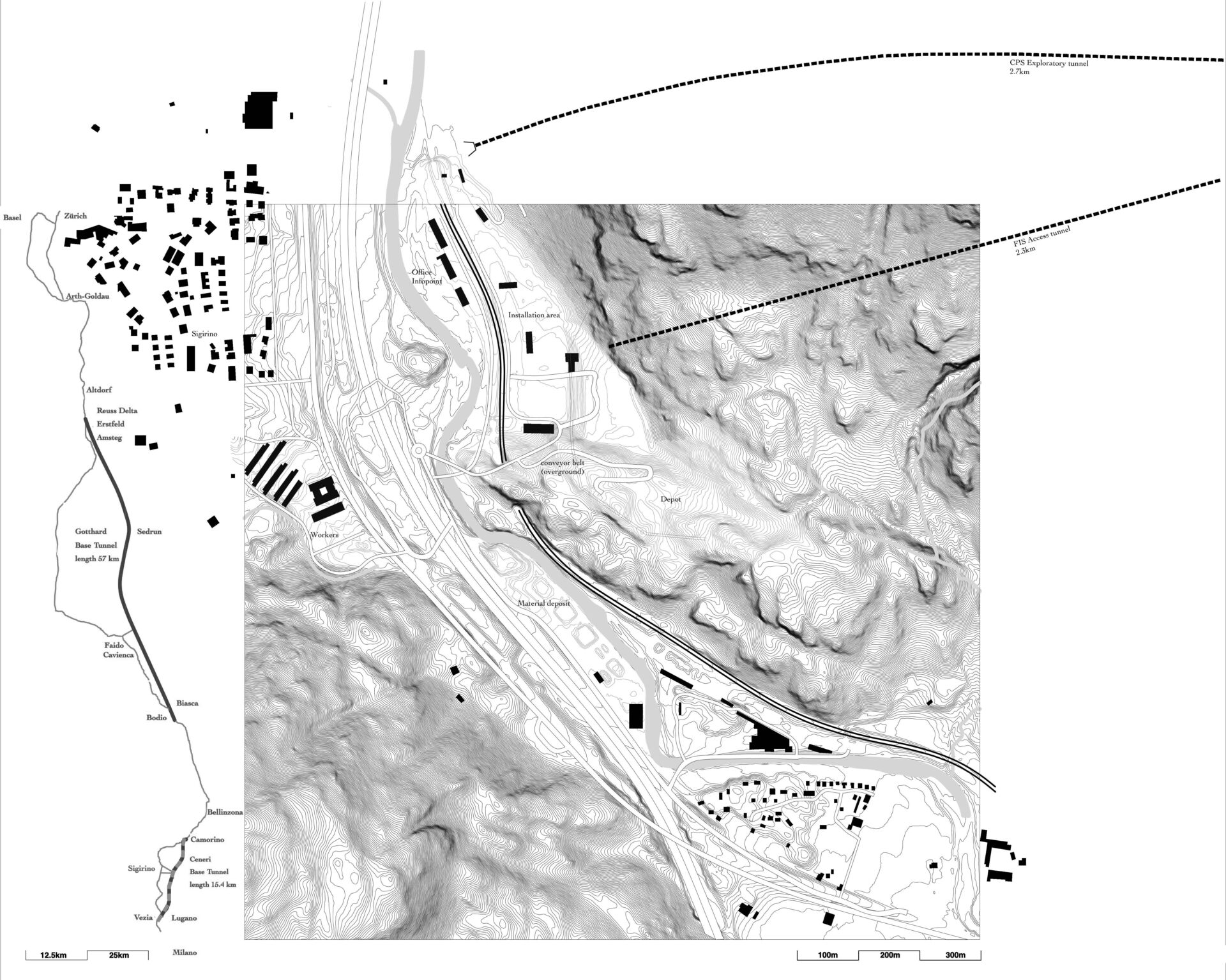 Sigirino disposal site, 2005, early stage. Drawings by Chiara Pradel