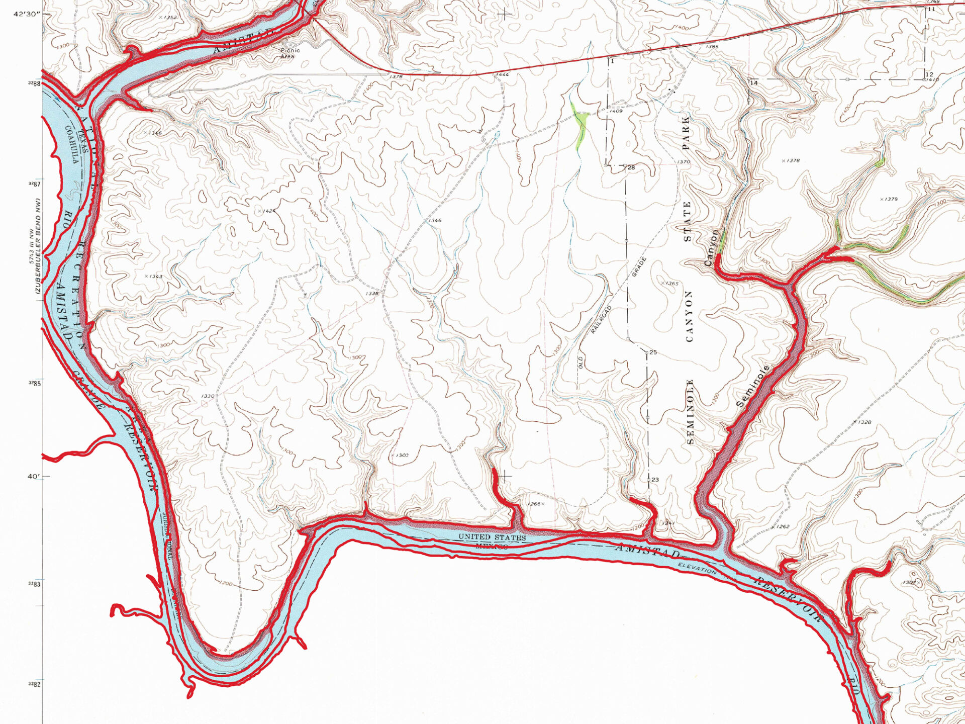 QGIS rio tracing of USGS Seminole Canyon Quadrangle, 1970.