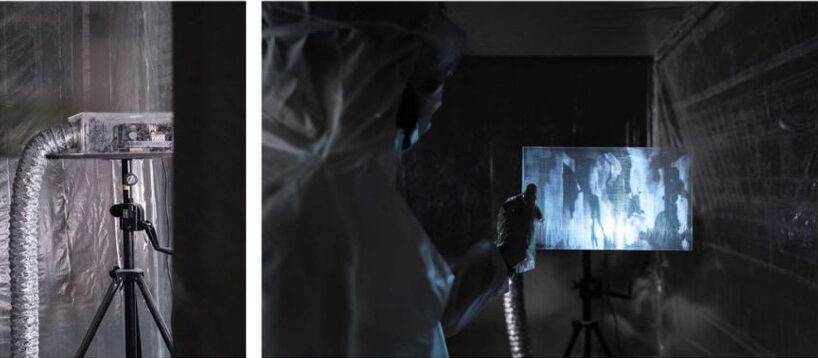 ‘30.90582’ by Angelo Ciccaglione, 2021, MA thesis at MIARD, installed at the exhibition ‘The In-Between’ at Hofbogen Rotterdam, with Curator and project manager Sharmyn Cruz Rivera and Zoraïma Hupkes, graduation committee Golnar Abbasi, Ephraim Joris, Natasha Marie Llorens, Federico Martelli and Alex Augusto Suárez. Photo’s by the author.