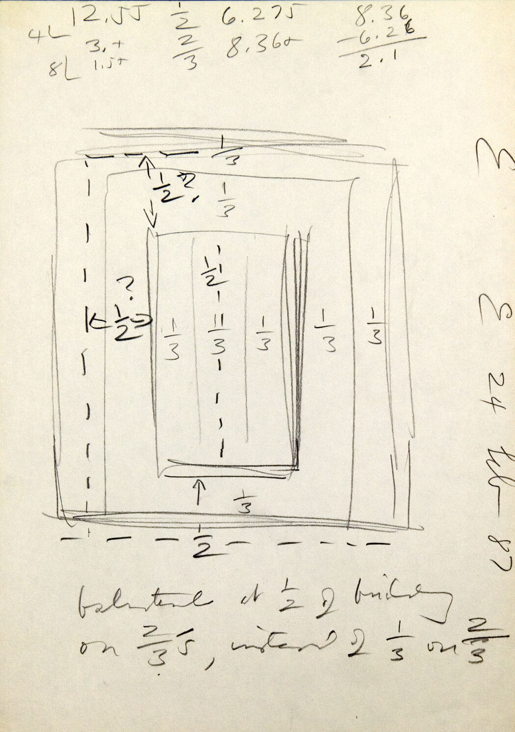 Donald Judd sketch for Eichholteren, 24 February 1987, pencil on paper, 11 3/4 x 8 1/4 in. Image © Judd Foundation - Donald Judd Art © Judd Foundation / Artists Rights Society (ARS), New York