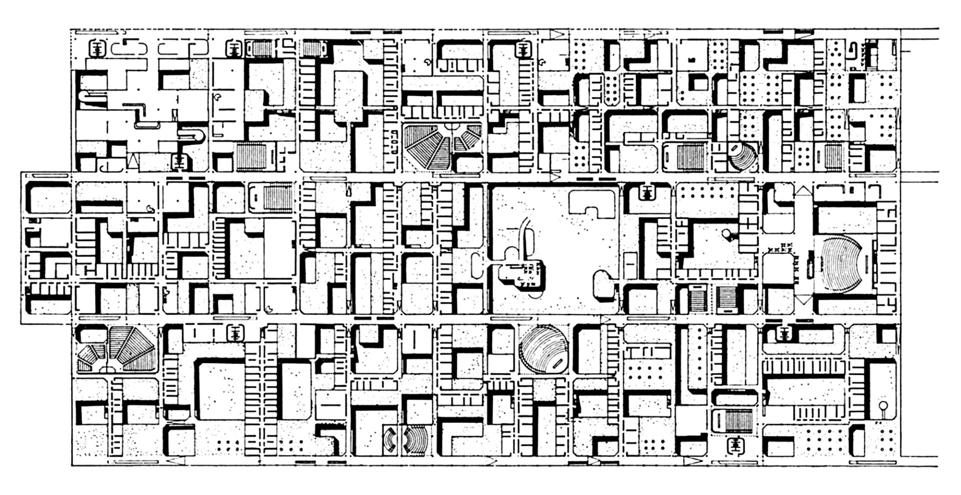 Candilis, Josic, Woods, The Free University of Berlin, Plan of Upper Level, 1963-64