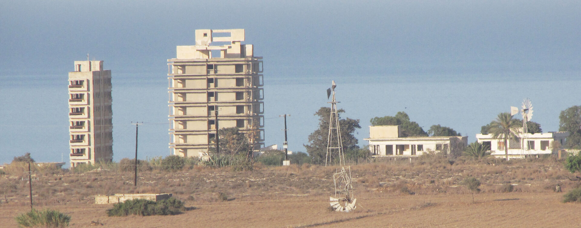 Ghost town Varosha – view from the buffer zone nearby.