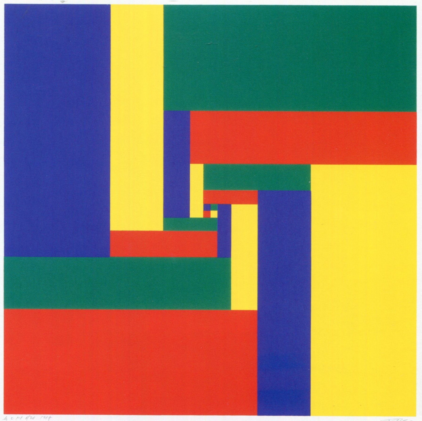 Richard Paul Lohse, Movement of groups of colors away from their centers, 1953