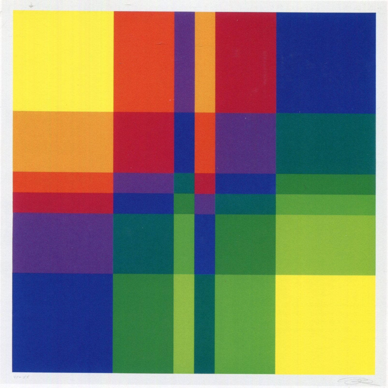 Richard Paul Lohse, Six systematic color series with horizontal and vertical concentration, 1955-69