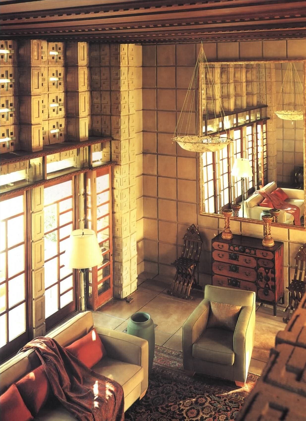 Interior of Millard House, “La Miniatura,” Los Angeles, California, 1923, Frank Lloyd Wright, architect. Photo by author.